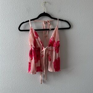 Floral Pink Pleated Women's Top